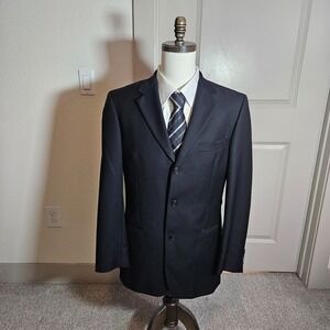 Boss Hugo Boss 40R 100% Wool Blazer Suit Jacket Men Textured Black - Please Read